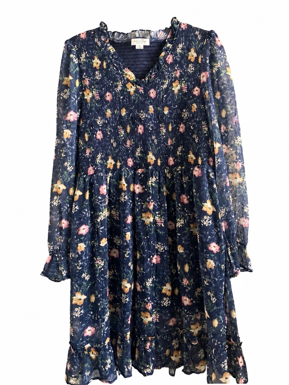 Chic Soul Midnight Train to Georgia Navy Floral Dress 3X Plus Smocked USA Made - Picture 2 of 8